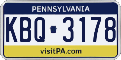PA license plate KBQ3178
