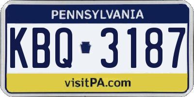 PA license plate KBQ3187