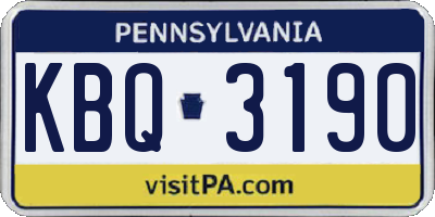 PA license plate KBQ3190