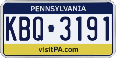 PA license plate KBQ3191