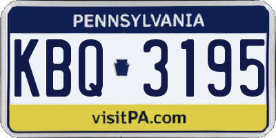 PA license plate KBQ3195