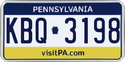 PA license plate KBQ3198