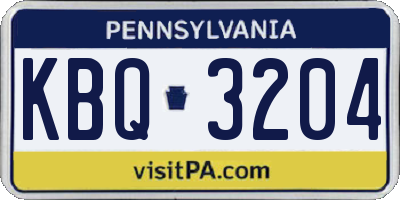 PA license plate KBQ3204
