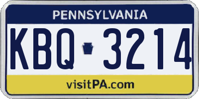 PA license plate KBQ3214