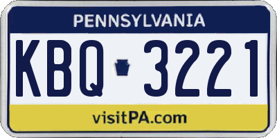 PA license plate KBQ3221