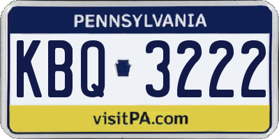 PA license plate KBQ3222