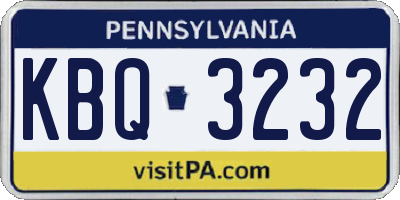 PA license plate KBQ3232