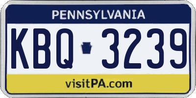 PA license plate KBQ3239
