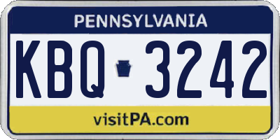 PA license plate KBQ3242
