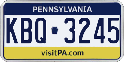 PA license plate KBQ3245
