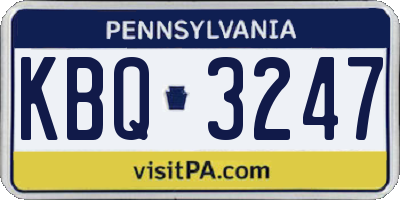 PA license plate KBQ3247