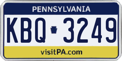 PA license plate KBQ3249