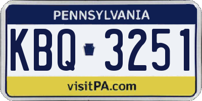PA license plate KBQ3251