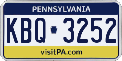 PA license plate KBQ3252