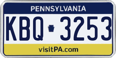 PA license plate KBQ3253