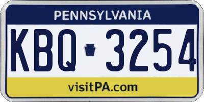 PA license plate KBQ3254