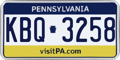 PA license plate KBQ3258