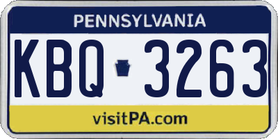 PA license plate KBQ3263