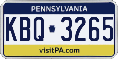 PA license plate KBQ3265