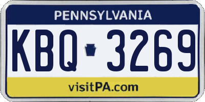 PA license plate KBQ3269