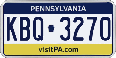 PA license plate KBQ3270