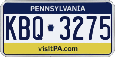 PA license plate KBQ3275