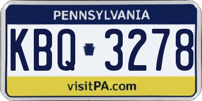 PA license plate KBQ3278