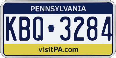 PA license plate KBQ3284
