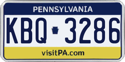 PA license plate KBQ3286