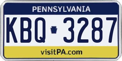 PA license plate KBQ3287
