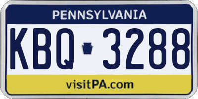 PA license plate KBQ3288