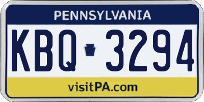 PA license plate KBQ3294