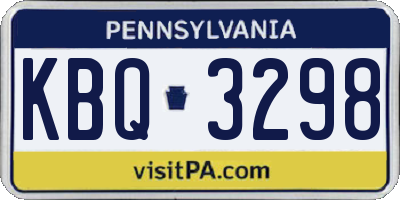 PA license plate KBQ3298