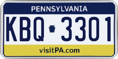 PA license plate KBQ3301