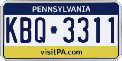 PA license plate KBQ3311