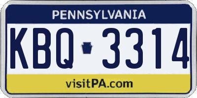 PA license plate KBQ3314