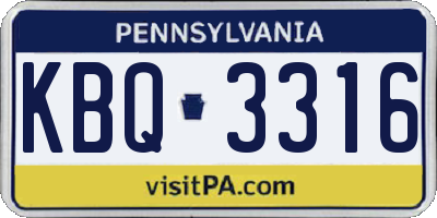 PA license plate KBQ3316