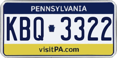 PA license plate KBQ3322