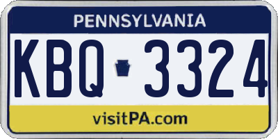 PA license plate KBQ3324