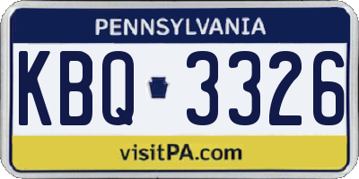 PA license plate KBQ3326
