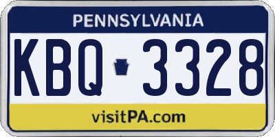 PA license plate KBQ3328