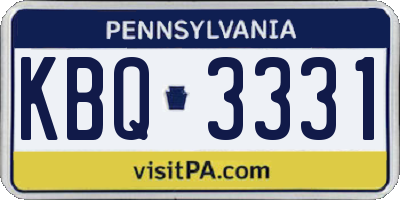 PA license plate KBQ3331