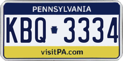 PA license plate KBQ3334