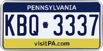 PA license plate KBQ3337