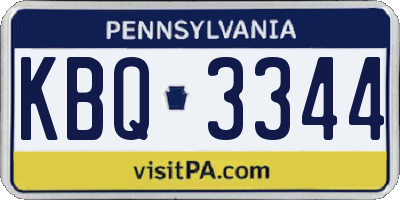 PA license plate KBQ3344