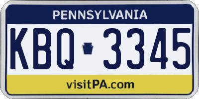 PA license plate KBQ3345