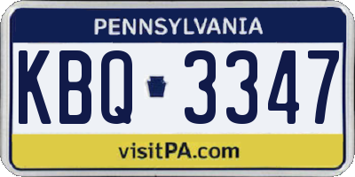 PA license plate KBQ3347