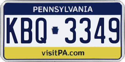 PA license plate KBQ3349