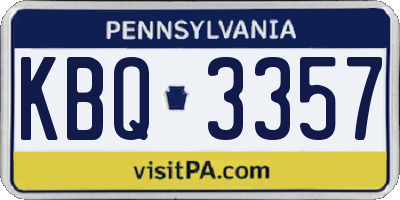 PA license plate KBQ3357