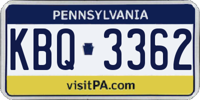 PA license plate KBQ3362